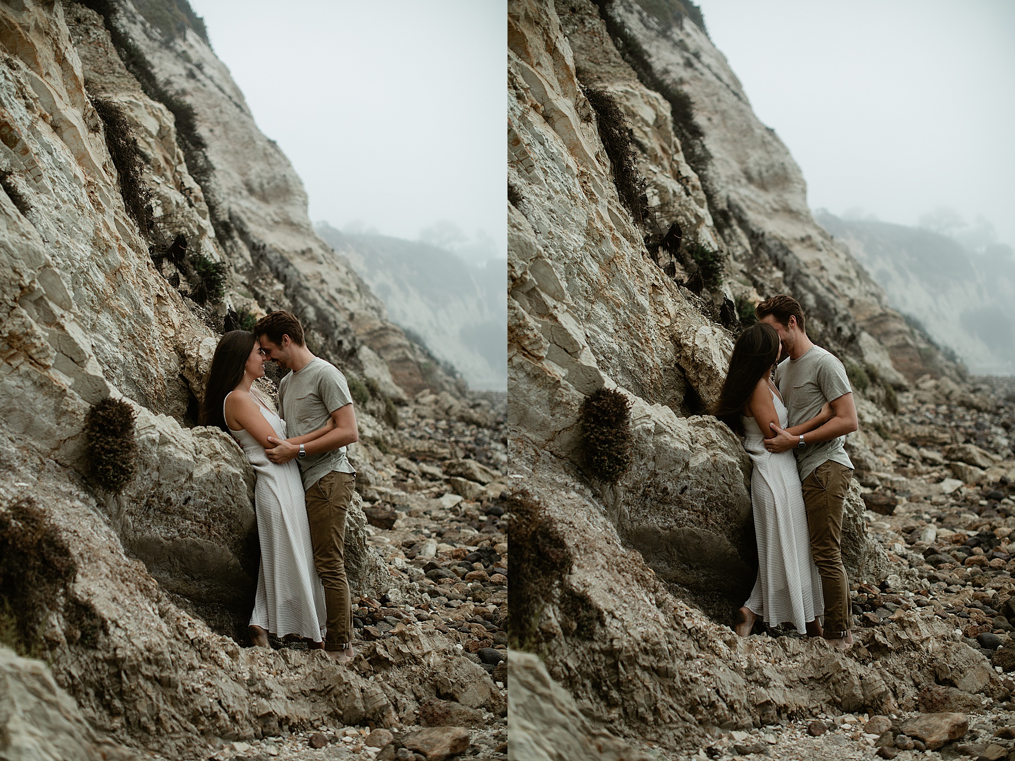 guy and girl kissing point dume malibu photography