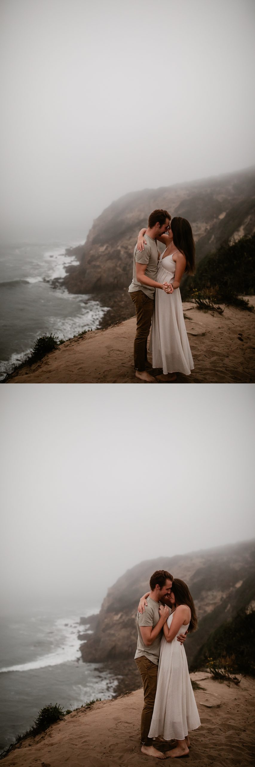 guy holding girl malibu beach engagement photos california